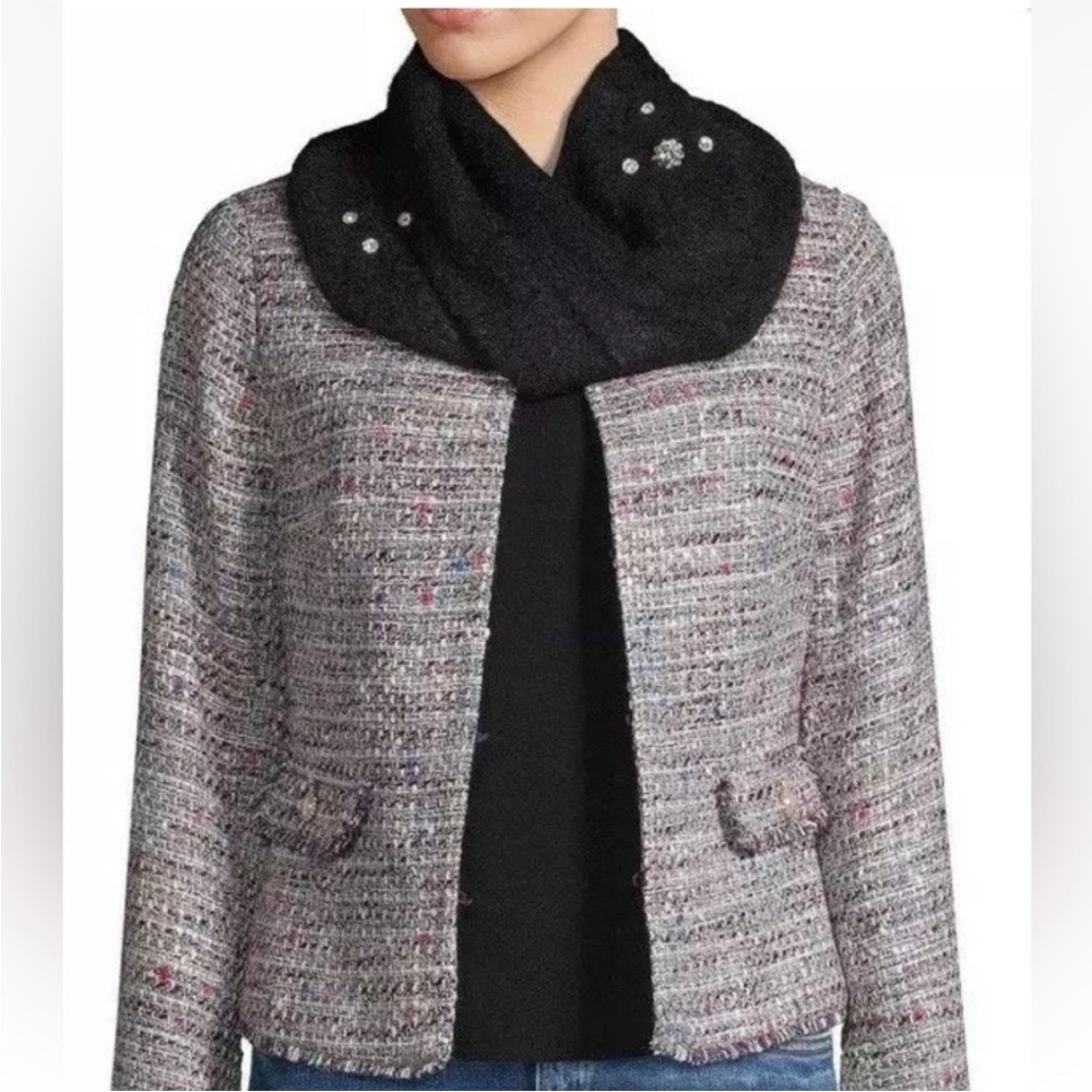 Karl Lagerfeld Paris Jewelry Box Loop Infinity Scarf Black New - Picture 2 of 10